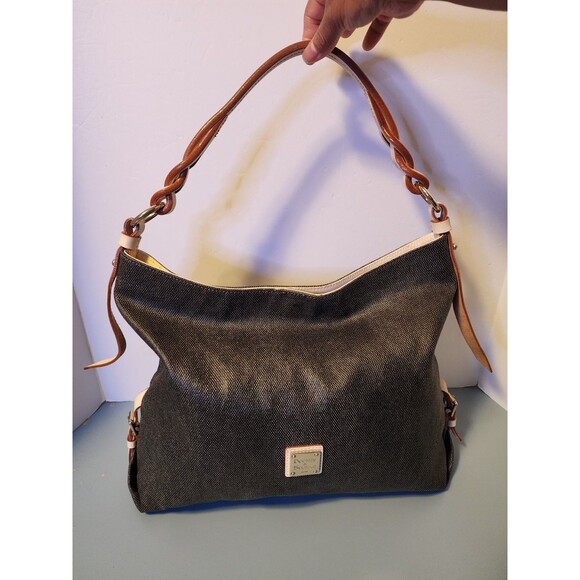 Dooney & Bourke Hobo Bag Womens Black Pebbled Leather Braided Shoulder Strap - Picture 1 of 13